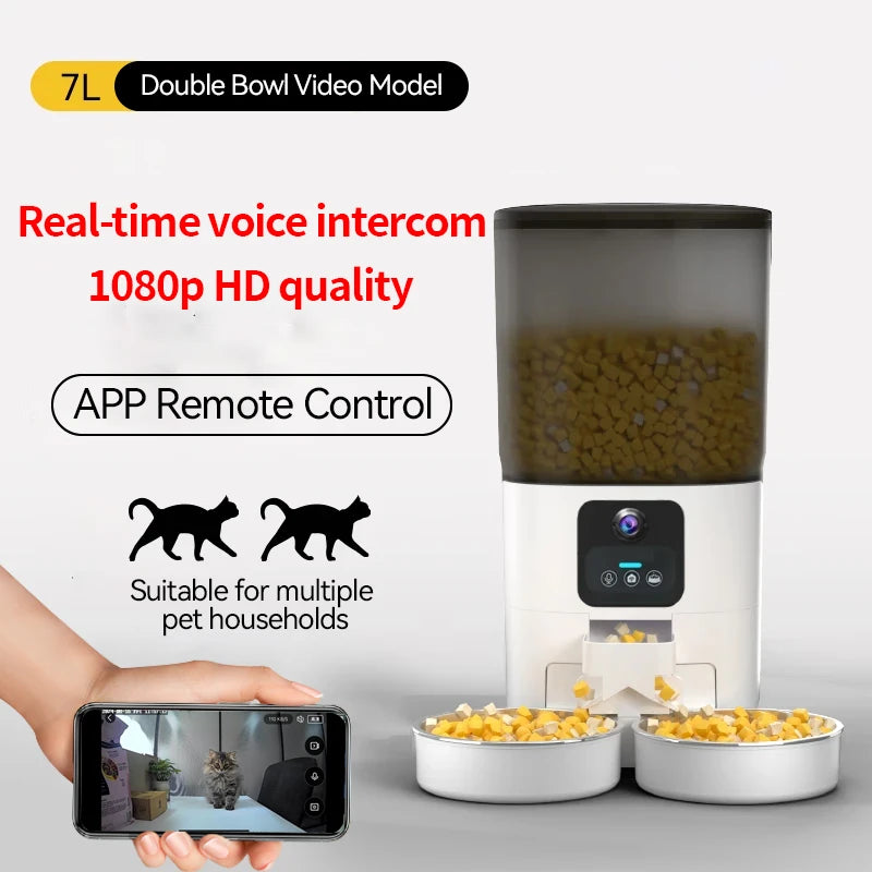 PAPIFEED Smart Automatic Pet Feeder With Dual Bowls And WiFi Timer