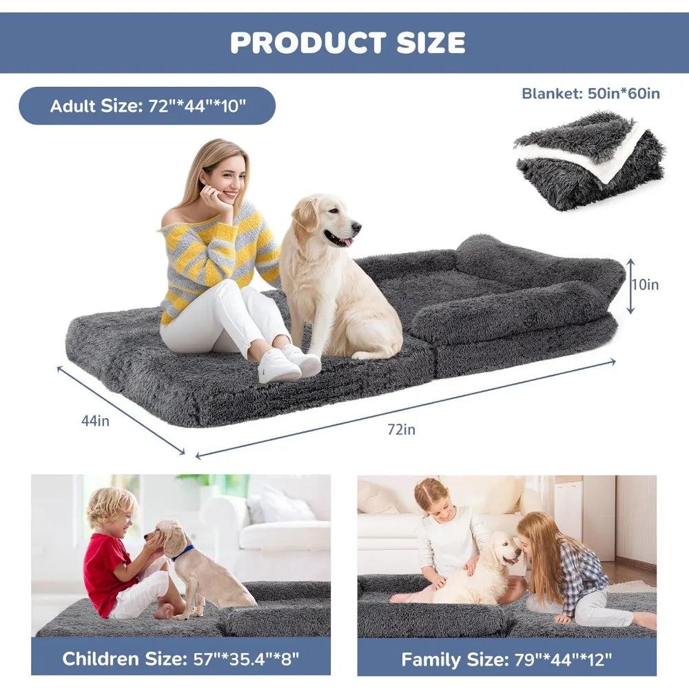 DAFIFY Foldable Dog Bed Memory Foam Faux Fur Water Repellent