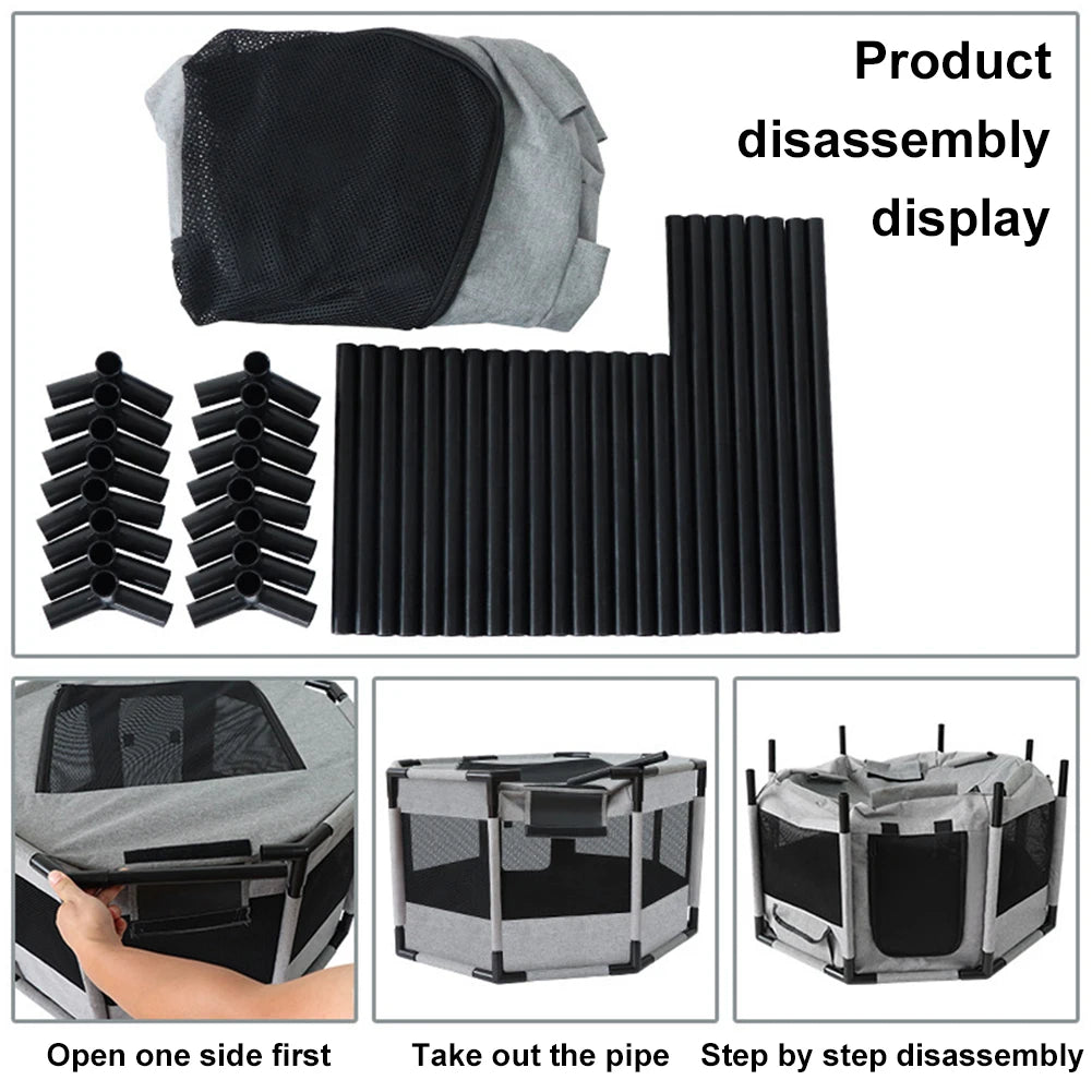 Highconcerned Portable Octagonal Foldable Pet Cage for Dogs and Cats