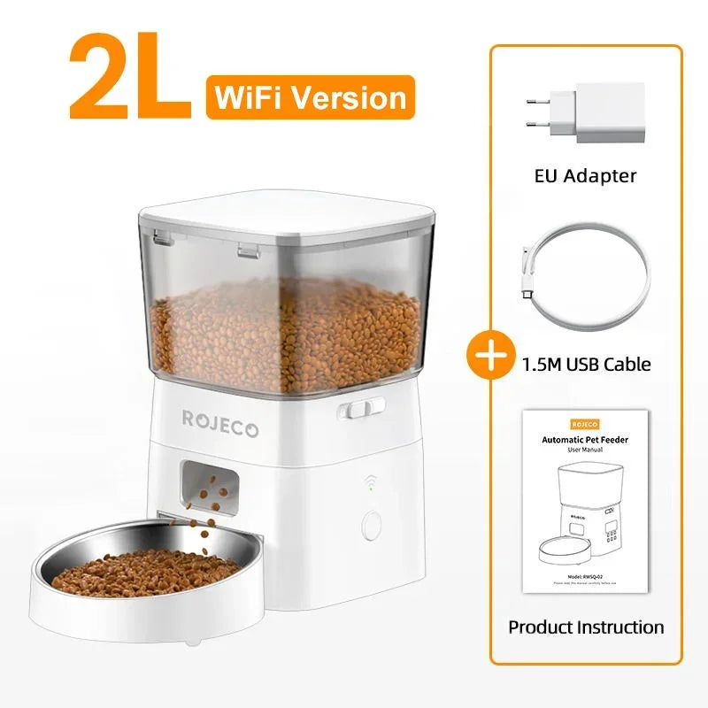 ROJECO Smart Automatic Dog Feeder With WiFi Remote Control