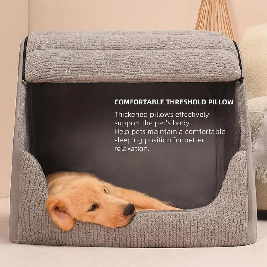High-Concerned Dog Bed House Cozy Memory Foam Plush Non Slip