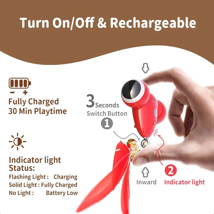 KiTiFISH Upgrade Interactive Cat Toy With Motion Activation USB Rechargeable