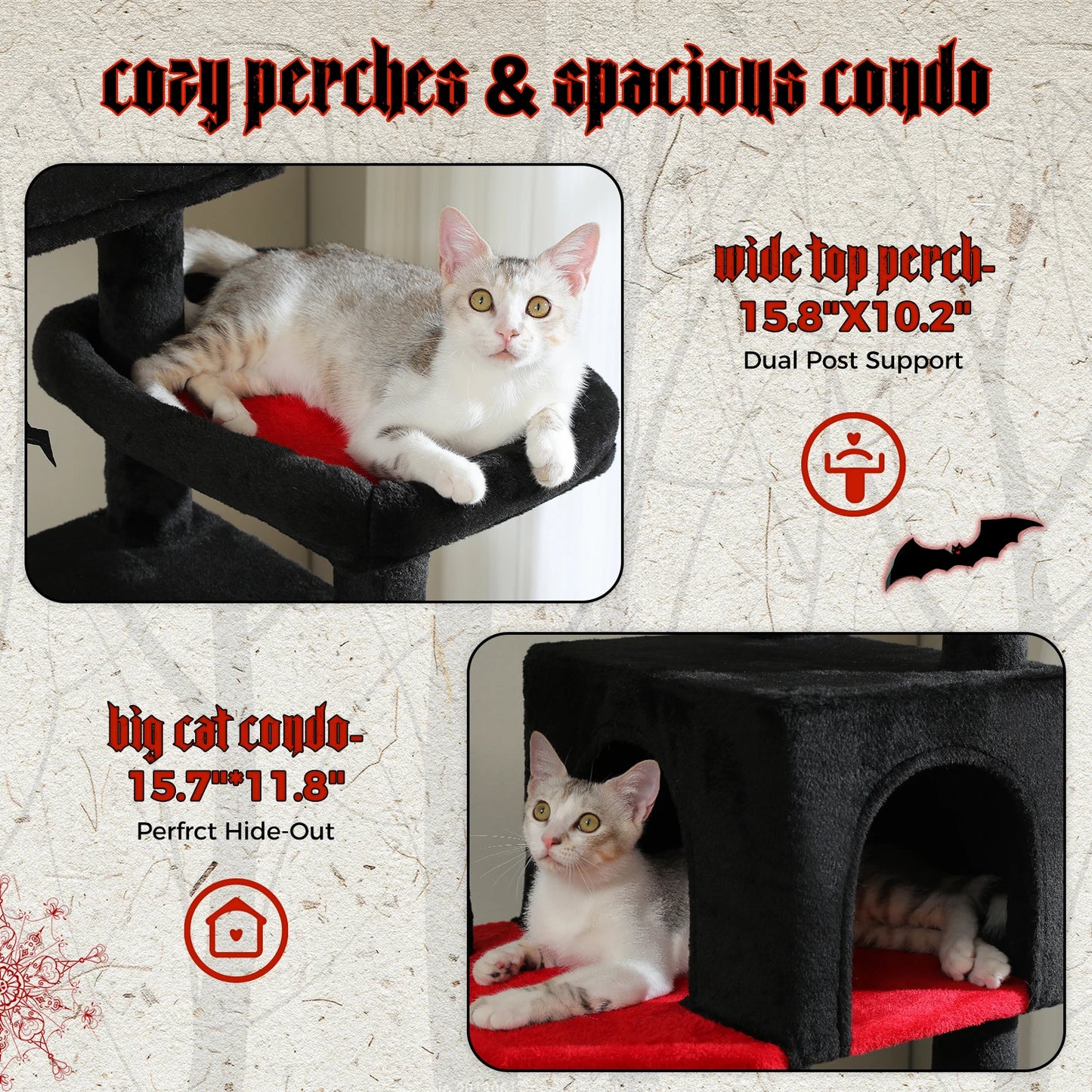 PAWZ Road Cat Tree For Indoor Cats With Large Hammock