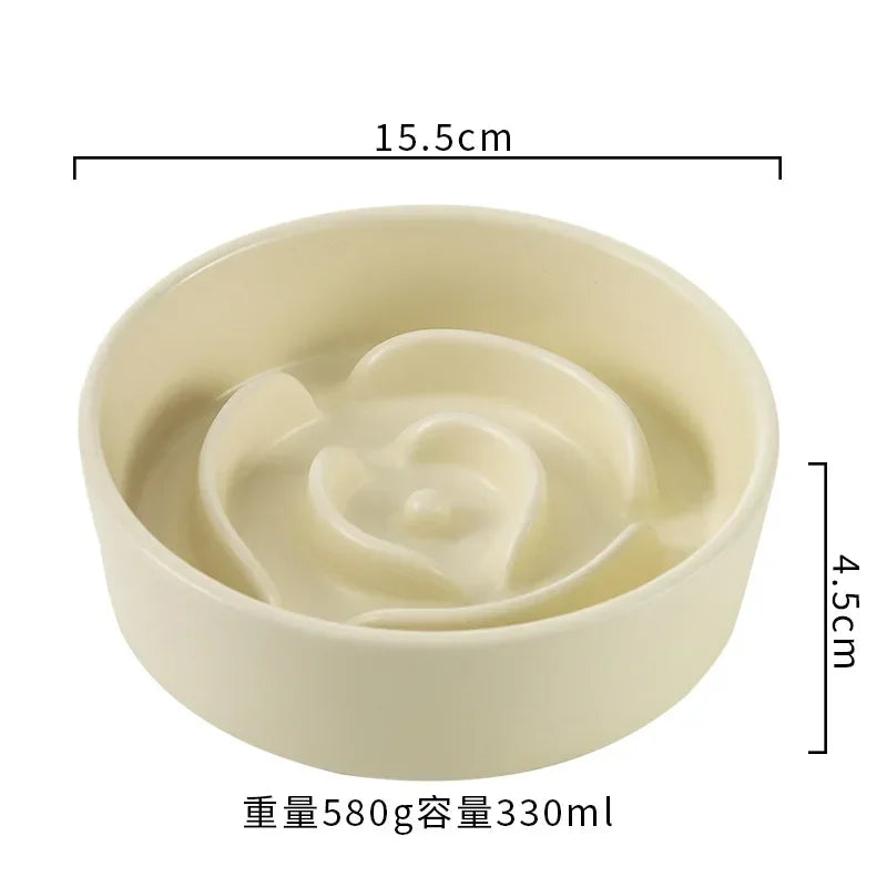 Ceramic Slow Feeder Bowl for Cats and Dogs Anti Choke
