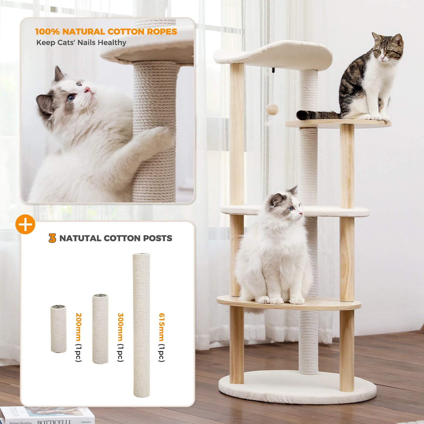 PAWZ Road Modern Cat Tree Tower With Scratching Post Condo