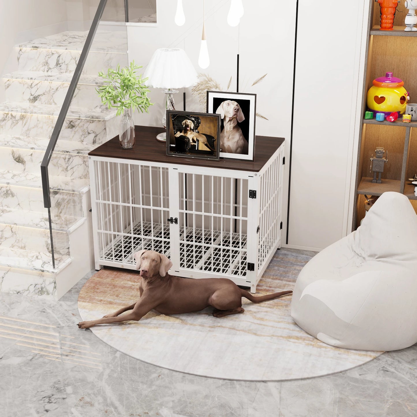 BINGOPAW Dog Crate End Table Kennel With Locks And Removable Tray
