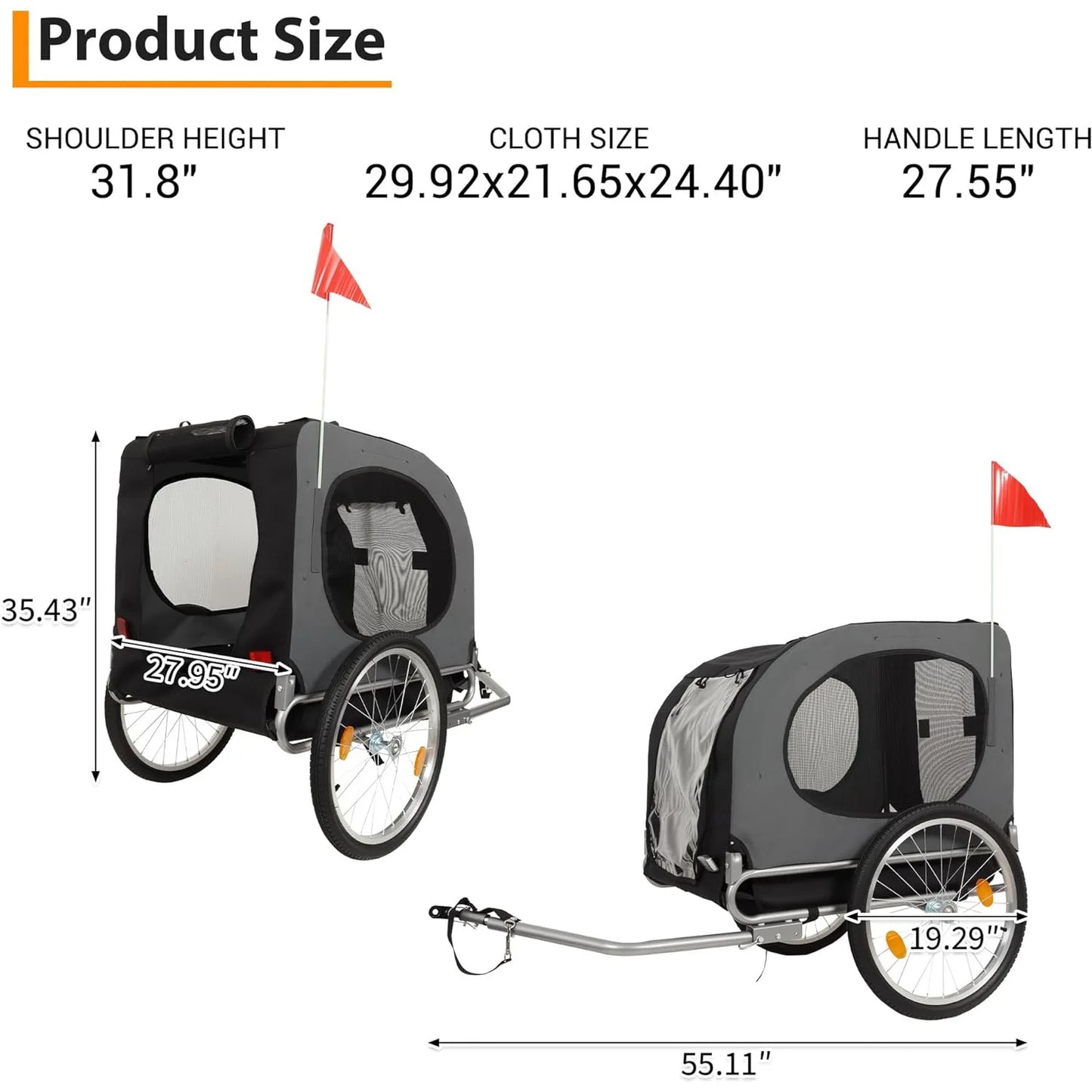 HiMISS Steel Dog Bike Trailer With Universal Coupler Folding Carrier