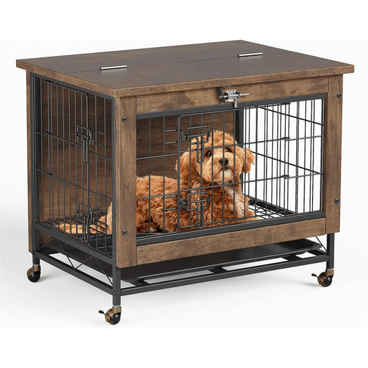 HiMISS Modern Wood And Metal Dog Crate Furniture End Table