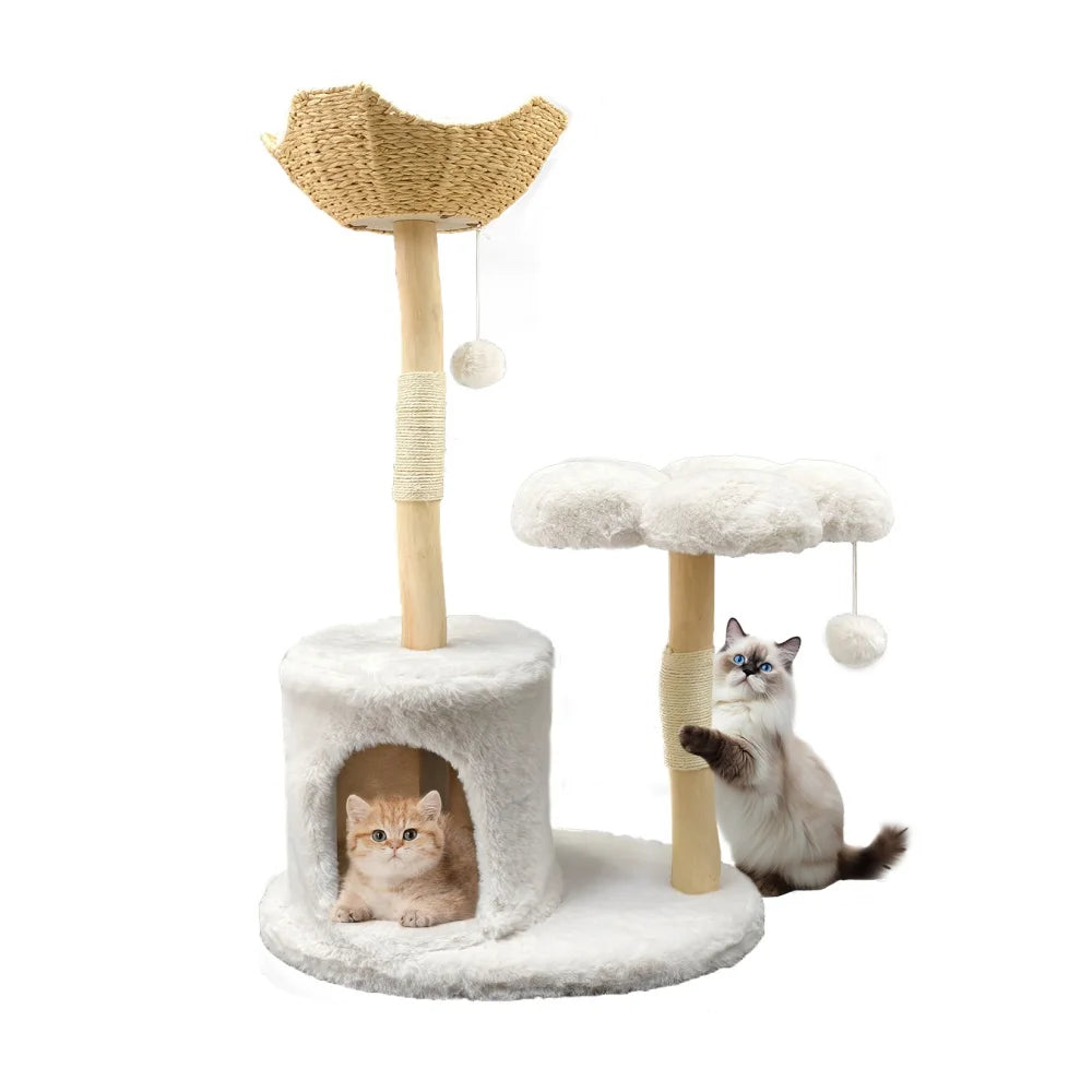 BORWARTCN Cat Tree Tower Multi Level Plush Condo Scratching Posts
