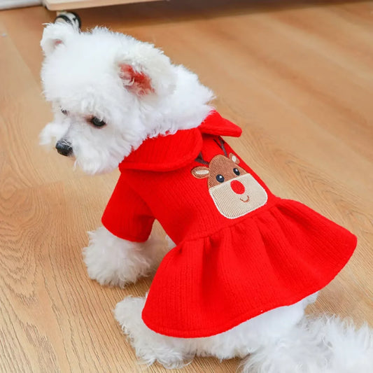Pet Skirt Dress Warm Winter Christmas Dog Clothes Outfit