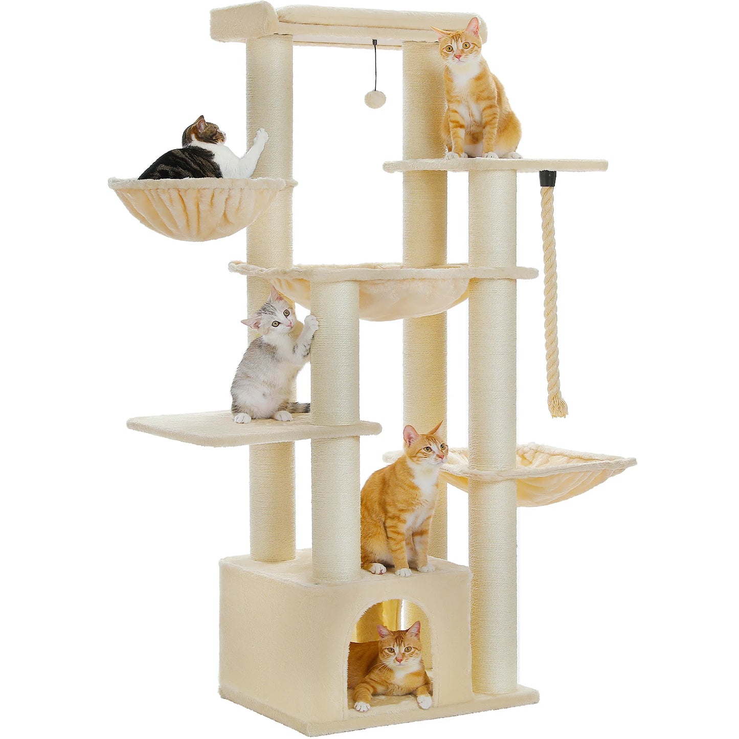 PAWZ Road 5-Tier Cat Tree Tower Hammock And Sisal Posts