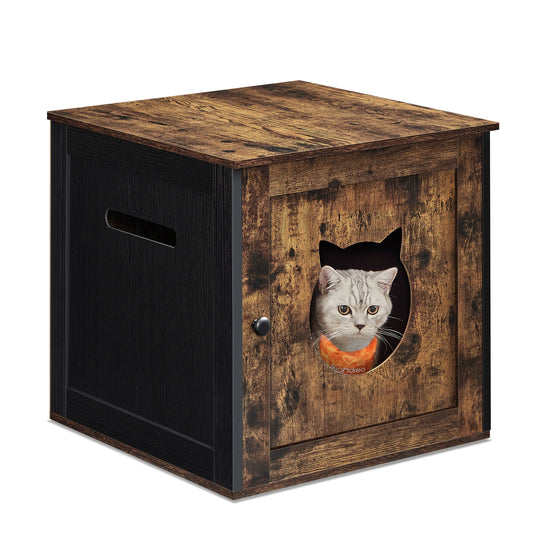 FEANDREAH Hidden Litter Box Furniture Enclosure Cabinet For Cats
