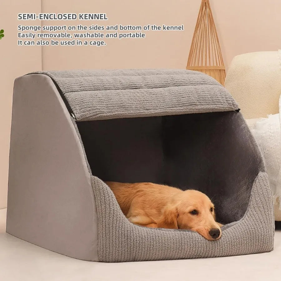 High-Concerned Dog Bed House Cozy Memory Foam Plush Non Slip