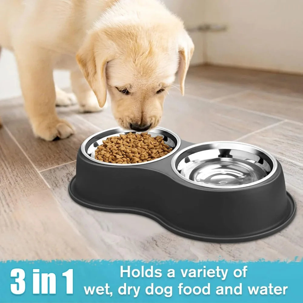 Hign-concerned Double Dog Food and Water Stainless Steel Bowls