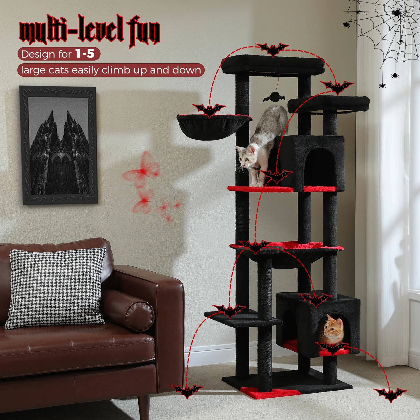 PAWZ Road Cat Tree For Indoor Cats With Large Hammock