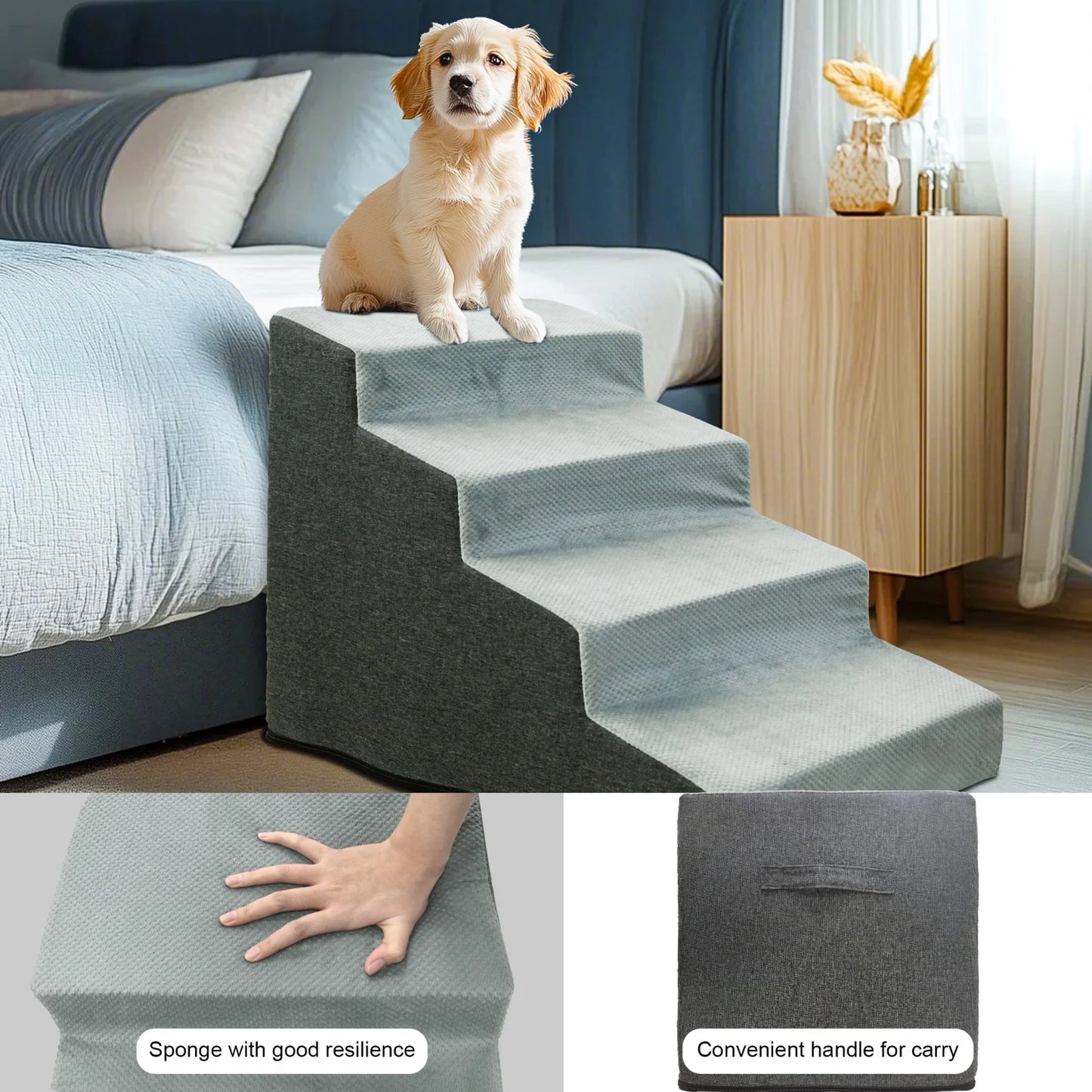 Dog Door Pet Steps for Small Dogs with Washable Cover