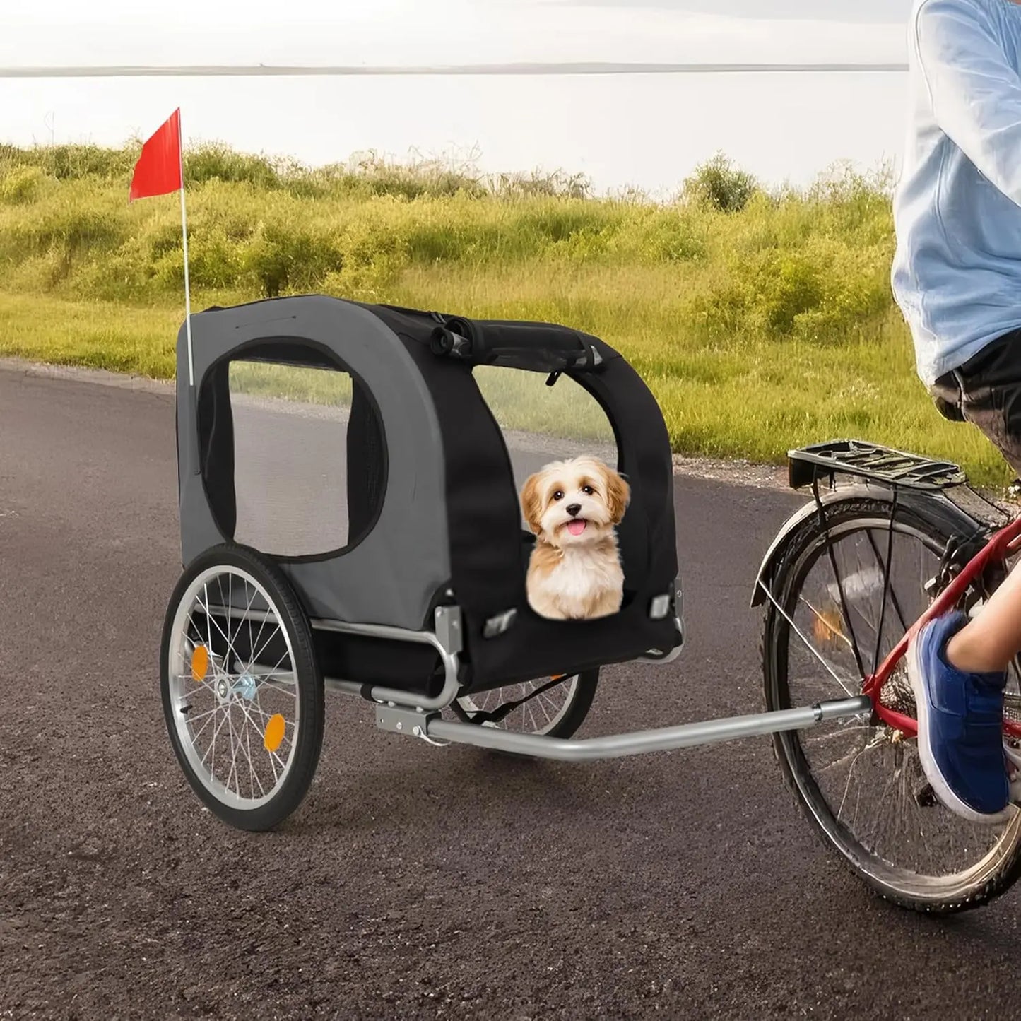 HiMISS Steel Dog Bike Trailer With Universal Coupler Folding Carrier