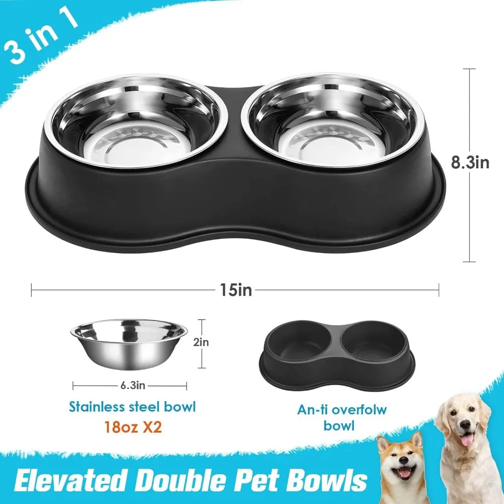 Hign-concerned Double Dog Food and Water Stainless Steel Bowls