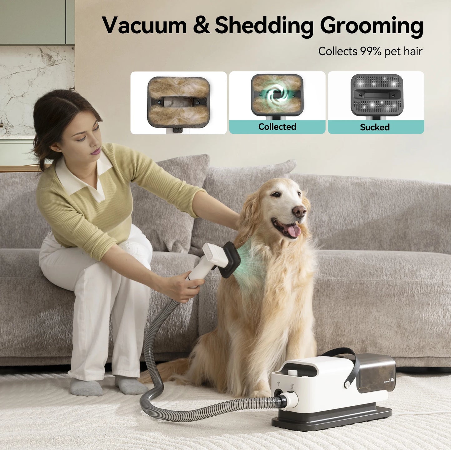 Amicura P1 Vacuum Cleaner and Hair Dryer for Pet Grooming
