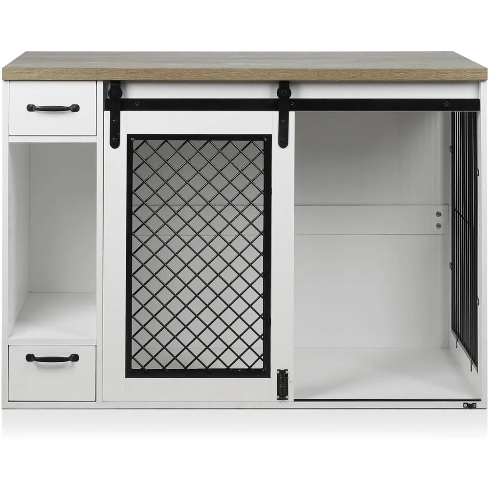 TIFICY Heavy Duty Dog Crate With Sliding Doors And Drawers