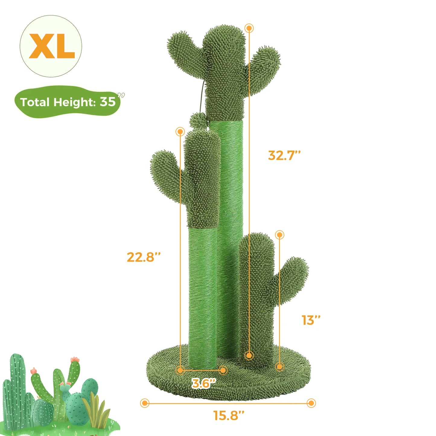 PEQULTICN Cactus Cat Tree With Condo Hammock For Indoor Cats