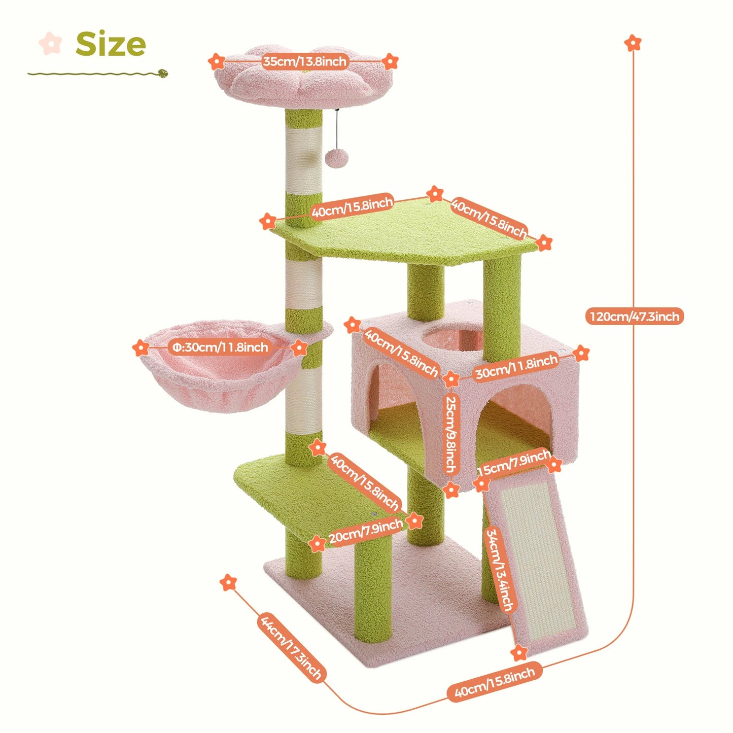 PAWZ Road Flower Cat Tree MultiLevel Tower With Scratching Posts