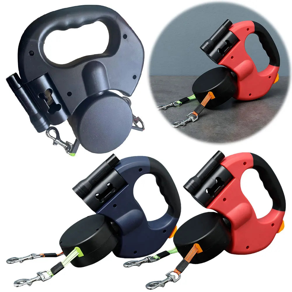 Alloet Double Headed Retractable Dog Leash Traction Rope LED Light