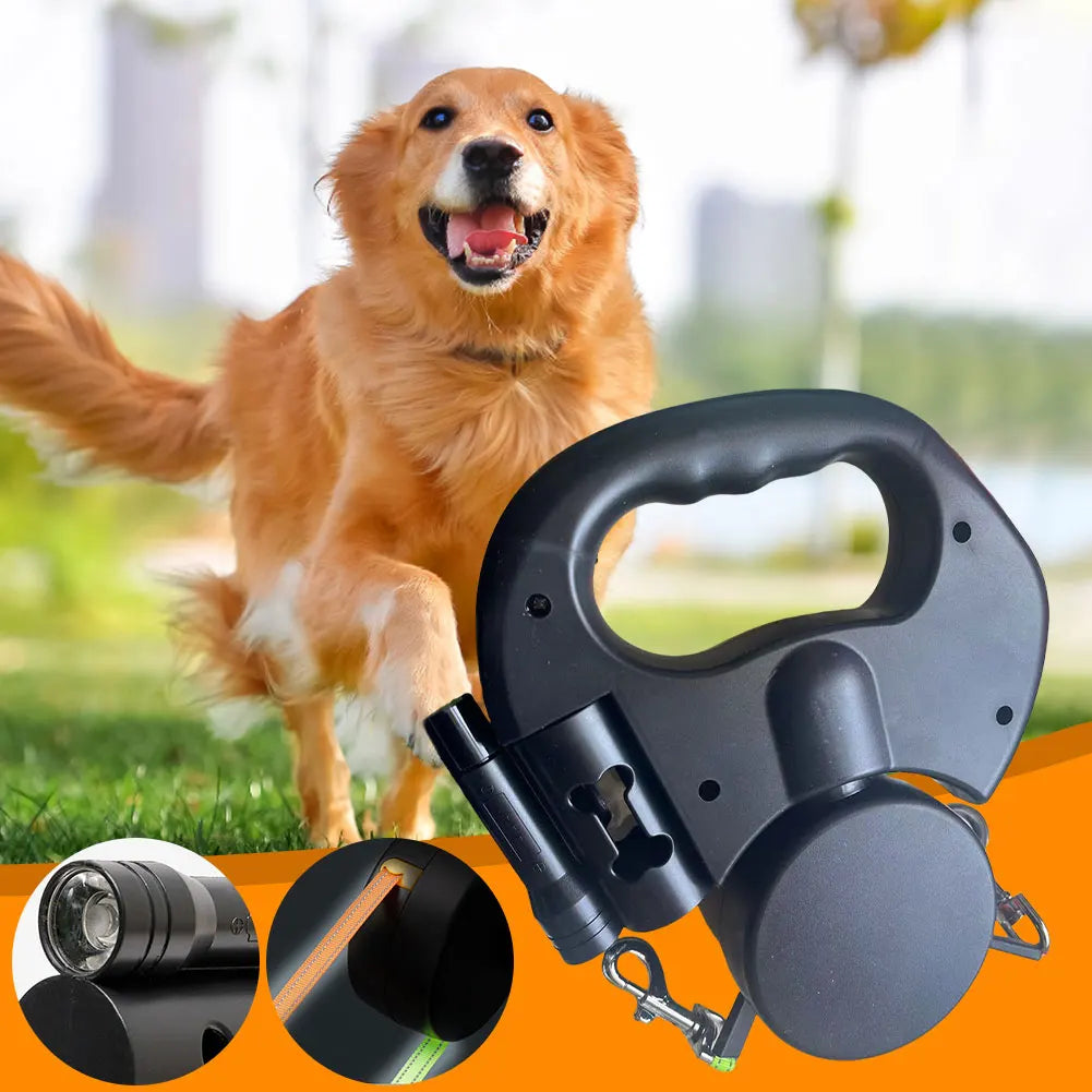 Alloet Double Headed Retractable Dog Leash Traction Rope LED Light