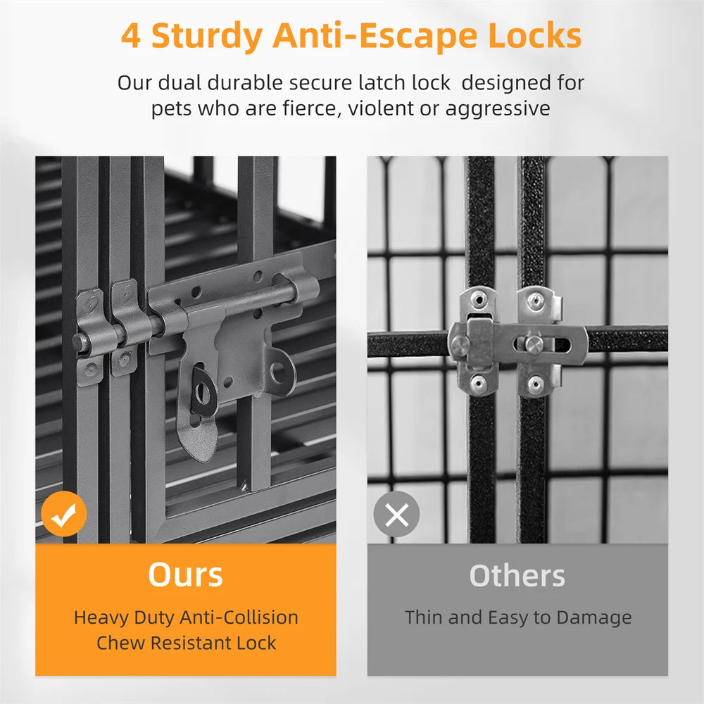 BORWARTH Oversized Stackable Dog Crate With Removable Tray Lockable Wheels