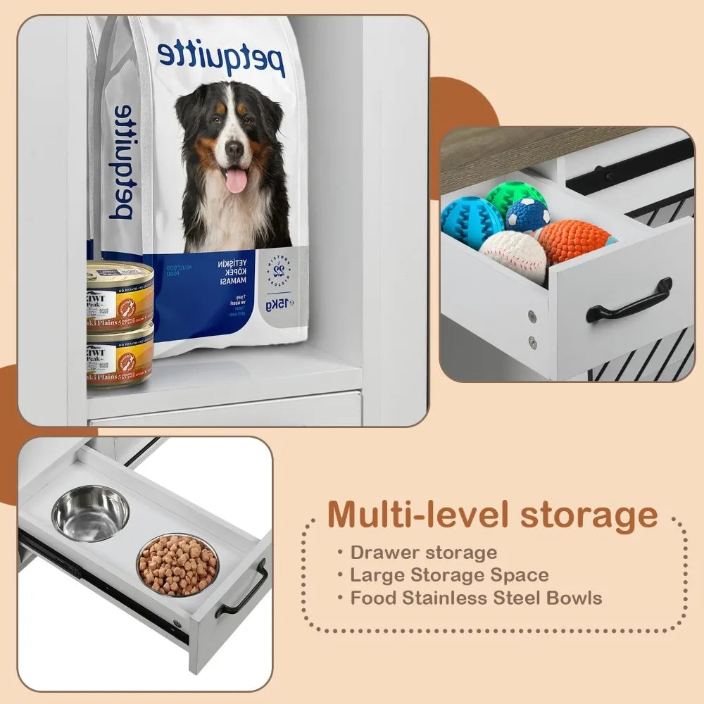 TIFICY Heavy Duty Dog Crate With Sliding Doors And Drawers