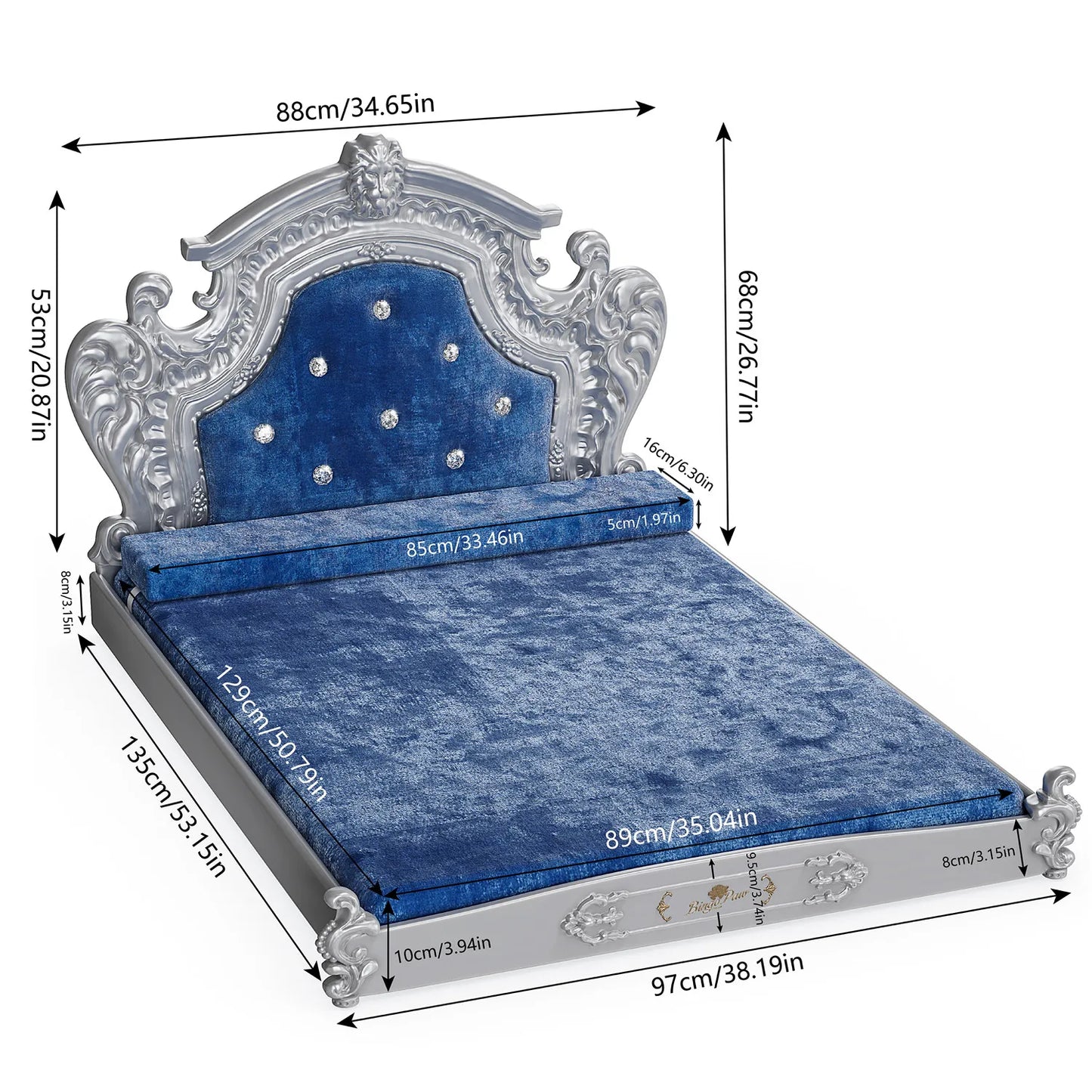BINGOPAW Luxury Dog Cat Bed With Headboard European Style