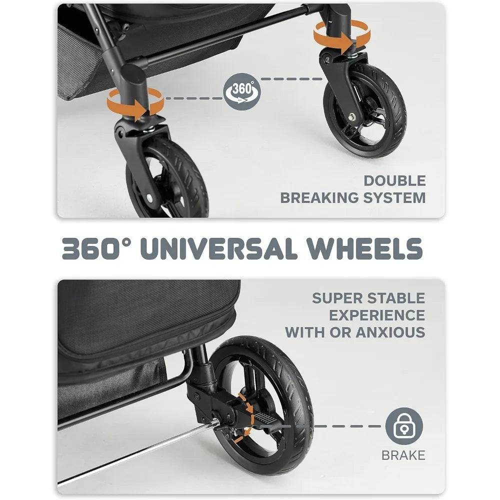 DAFIFY All Terrain Dog Stroller With Adjustable Handle And Canopy