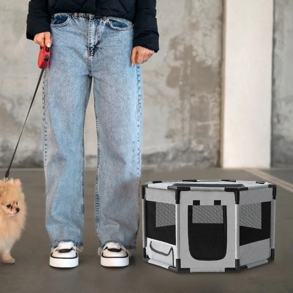 Highconcerned Portable Octagonal Foldable Pet Cage for Dogs and Cats