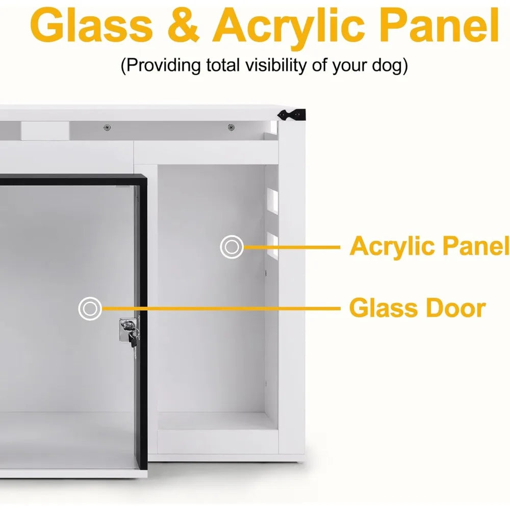 Villa Style Wooden Dog Crate With Glass Door