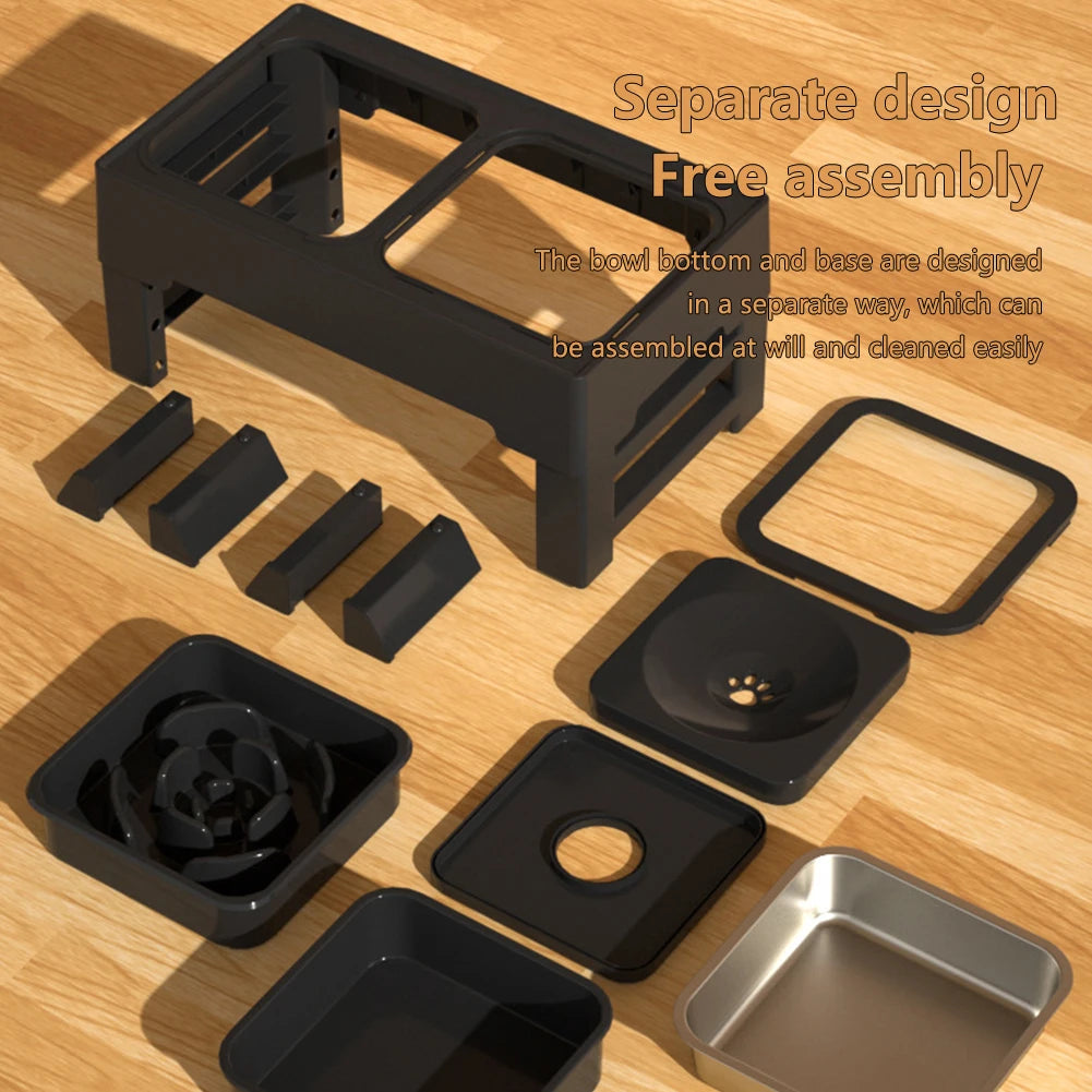 TWISTER.CK Elevated Dog Slow Feeder Stand With Adjustable Heights