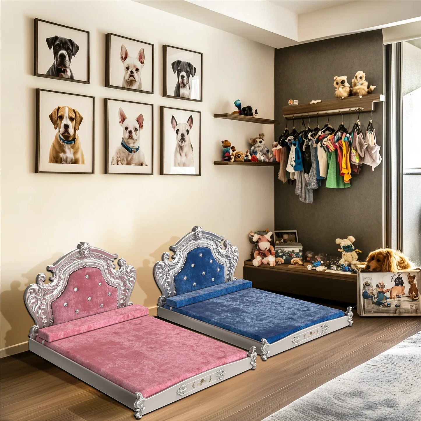 BINGOPAW Luxury Dog Cat Bed With Headboard European Style