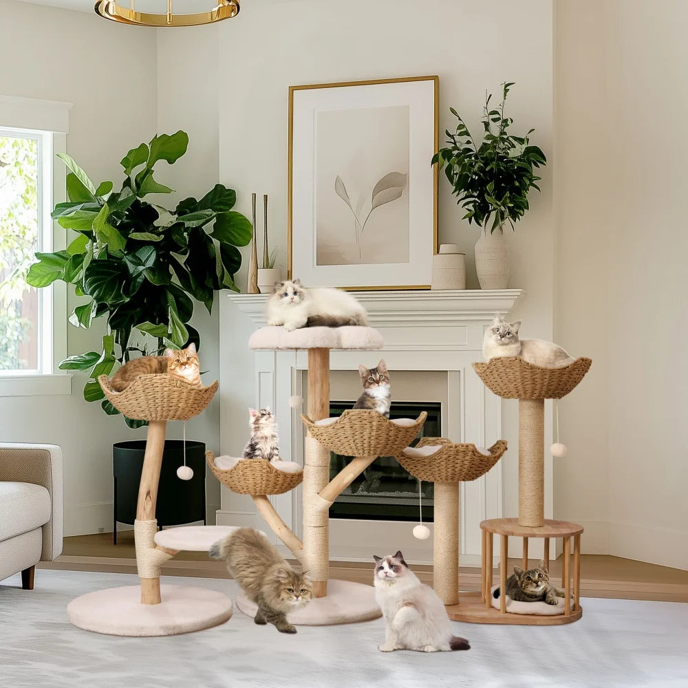 BORWARTCN Cat Tree Tower Multi Level Plush Condo Scratching Posts