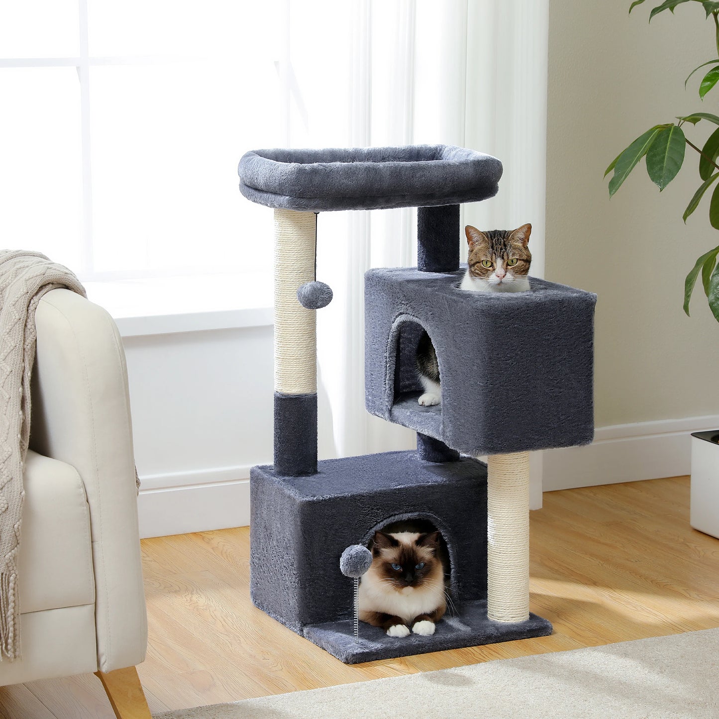 PEQULTICN Cat Tree Tower With Natural Sisal Scratching Post