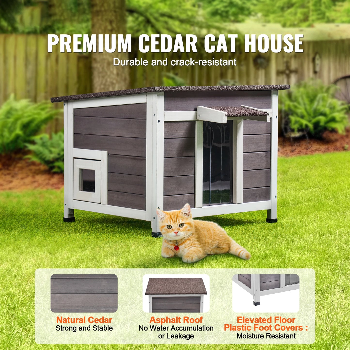 SucceBuy Outdoor Cat House Weatherproof Shelter All Round Foam Insulated