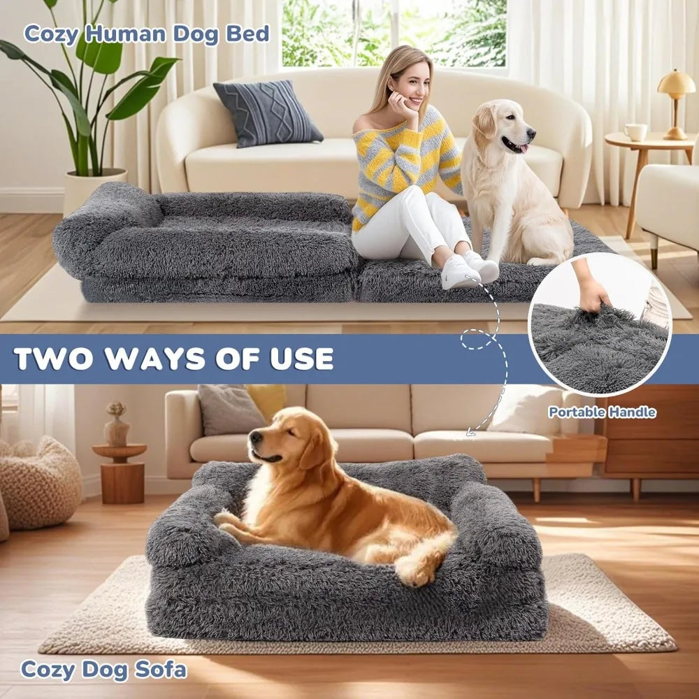 DAFIFY Foldable Dog Bed Memory Foam Faux Fur Water Repellent
