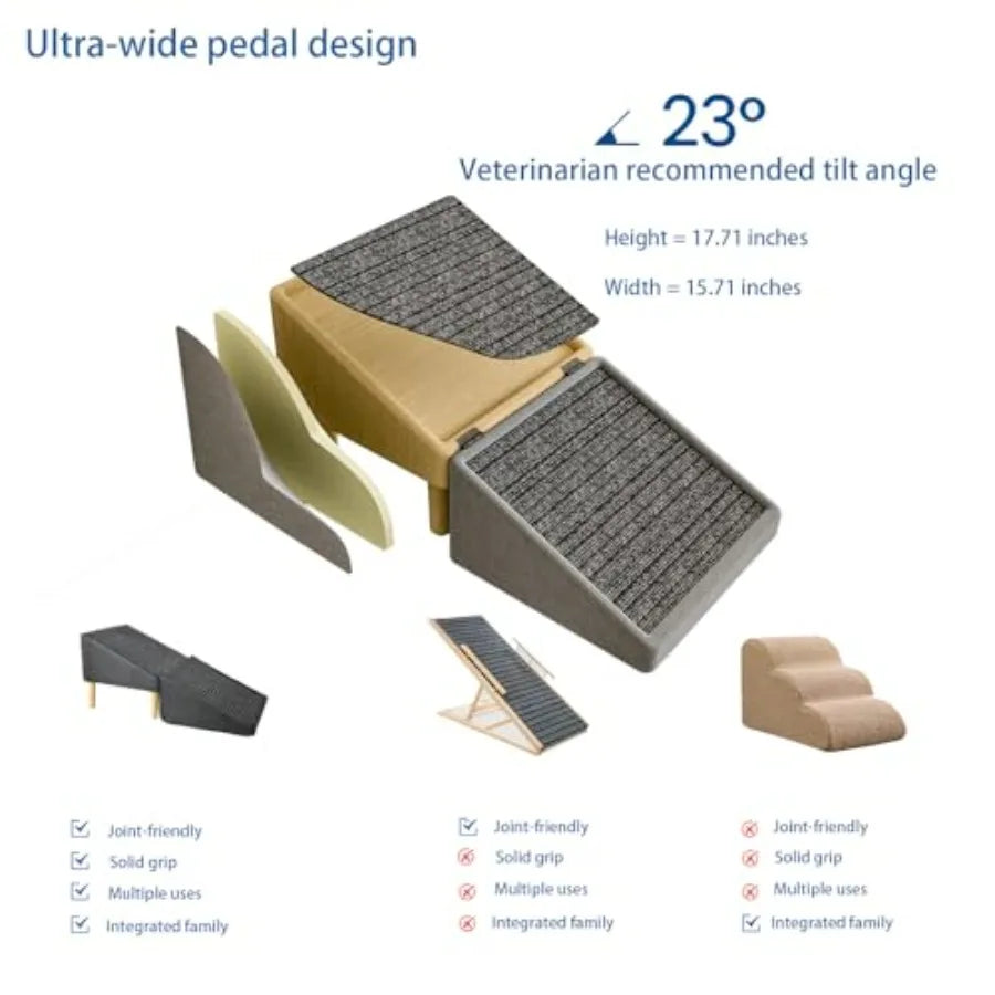 Dog Door Adjustable Foldable Ramp for Sofa and Bed Steps