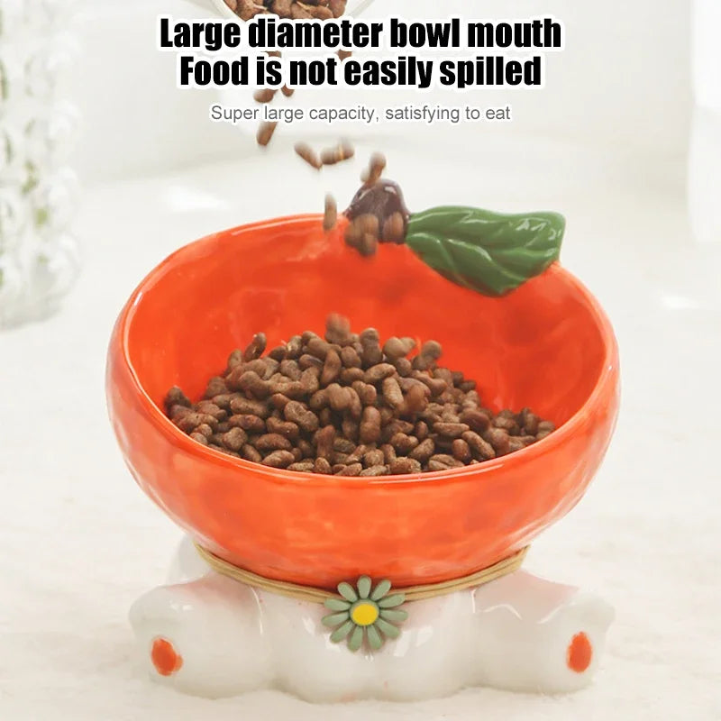 Elevated Cat Fruit Ceramic Bowl For Pets Food And Water