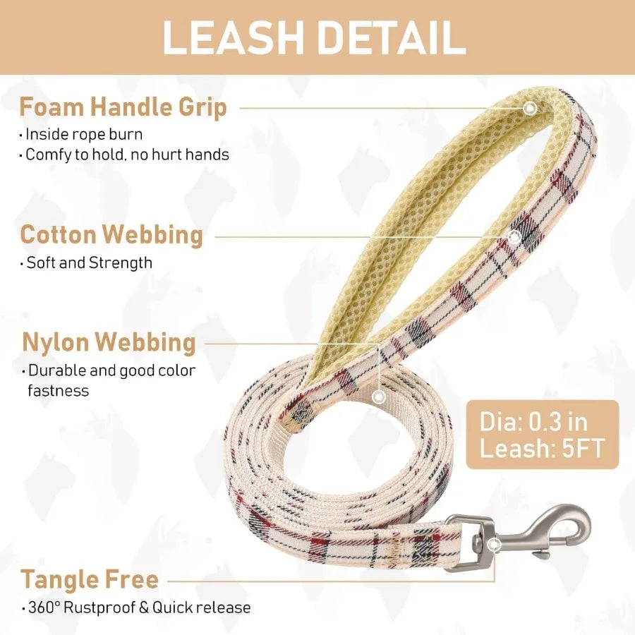 High Concerned Adjustable Soft Mesh Dog Harness Collar Leash Set