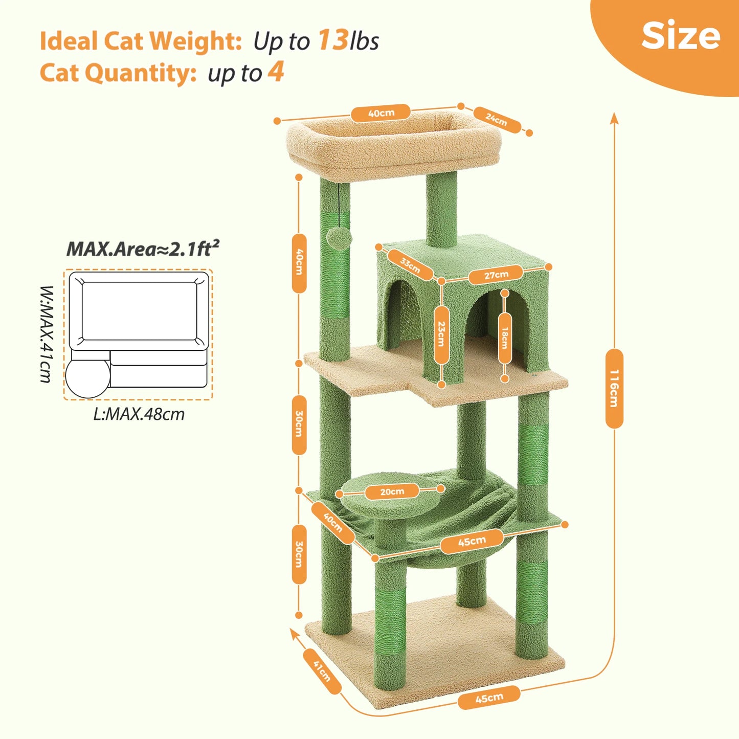 PETEPELACN Cat Tree Indoor 5-Level Tower With Metal Frame