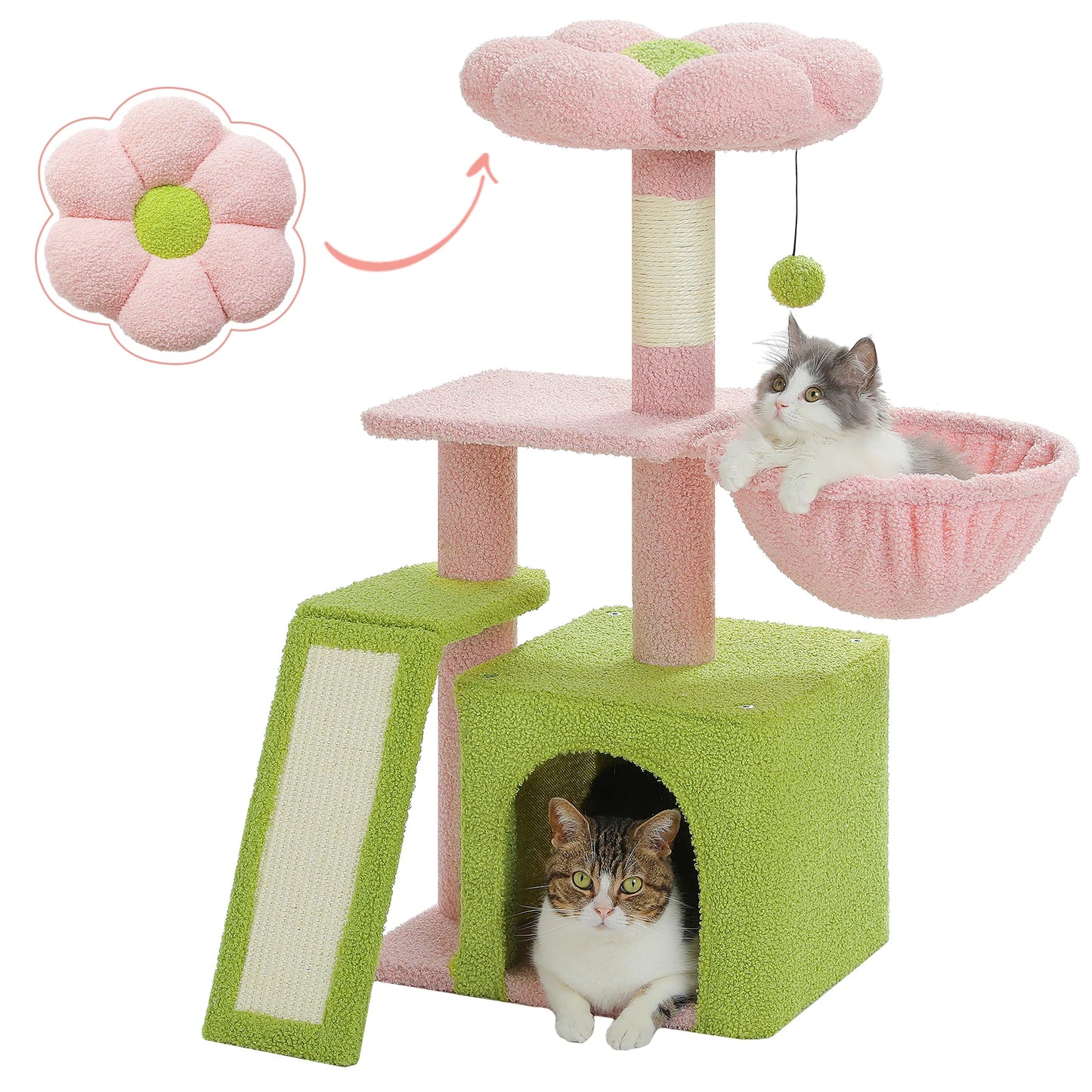 PEQULTICN Cat Tree Tower With Natural Sisal Scratching Post