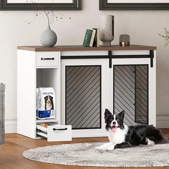 TIFICY Heavy Duty Dog Crate With Sliding Doors And Drawers
