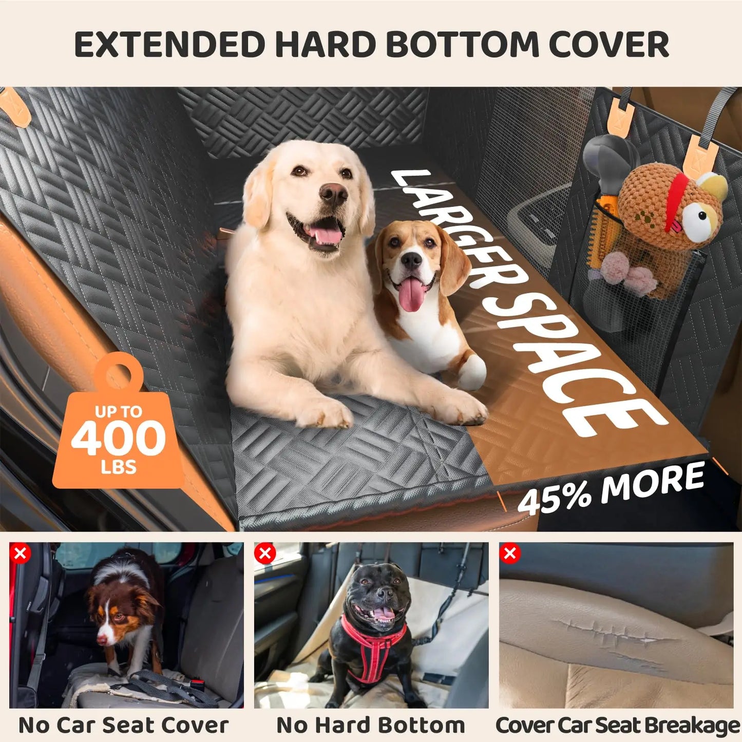 Zhejiang Dog Car Rear Seat Cover Hammock Extender 400 Lbs