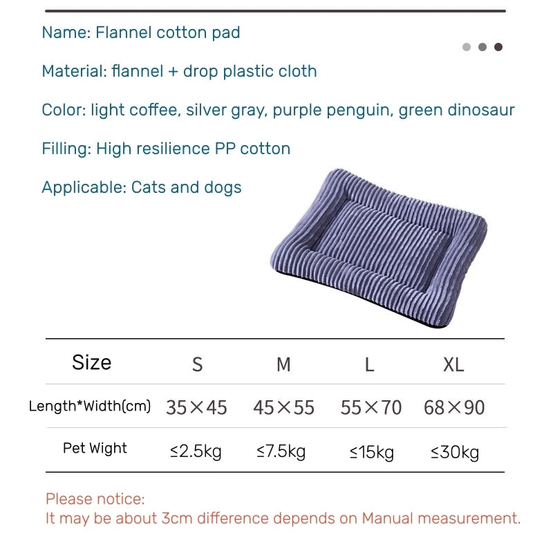 Hubei Flannel Cat And Dog Bed Cushion Washable Lounge Mat