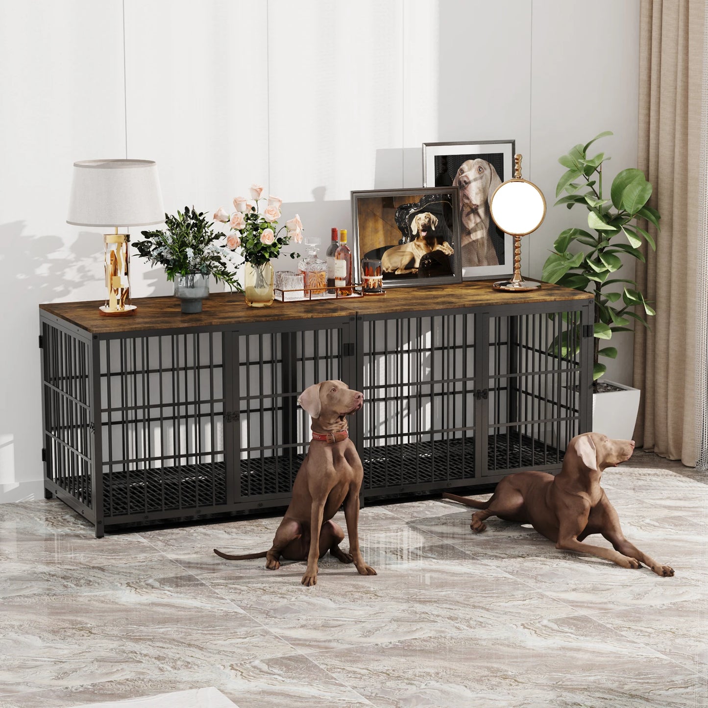 BINGOPAW Dog Crate End Table Kennel With Locks And Removable Tray