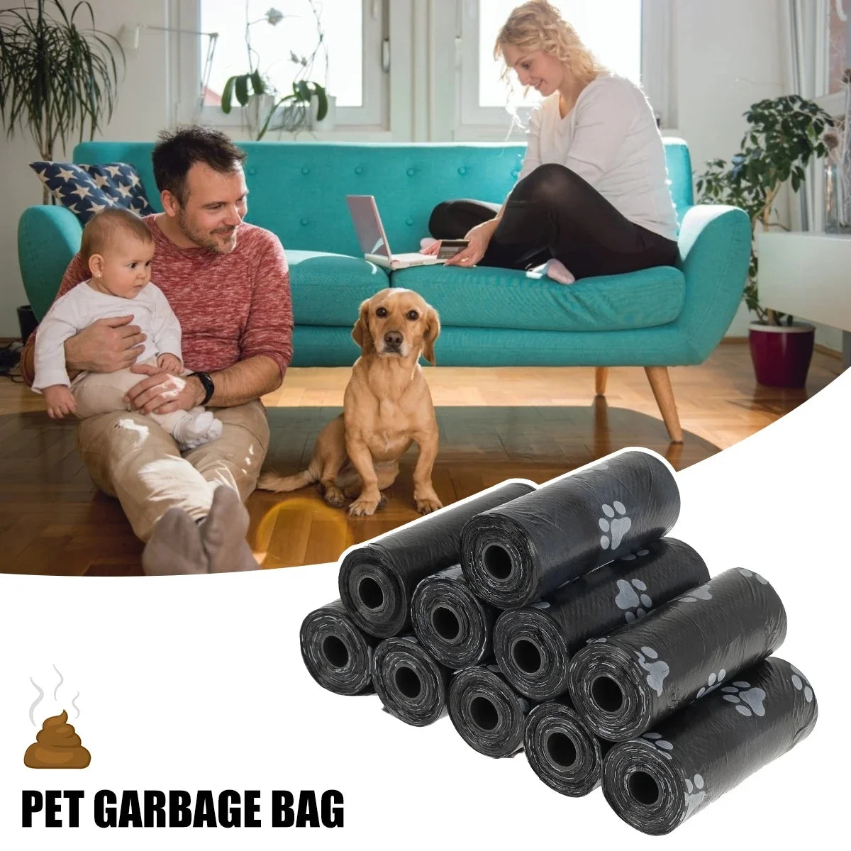 Dog Accessories Biodegradable Poop Bags Dispenser 2 Rolls For Pets
